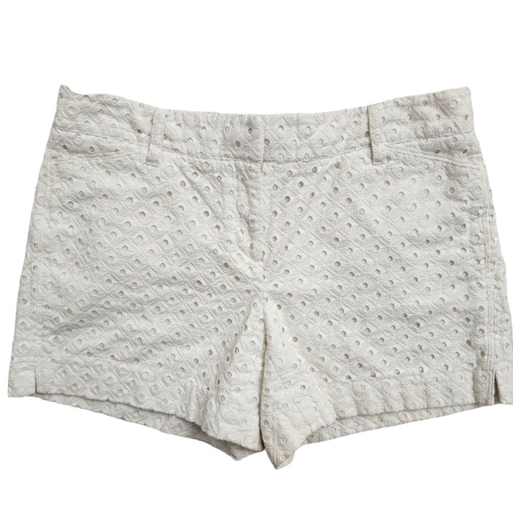 White House Black Market White Eyelet Shorts Nwot
